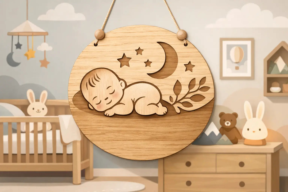 Houten geboortebord babykamer met naam