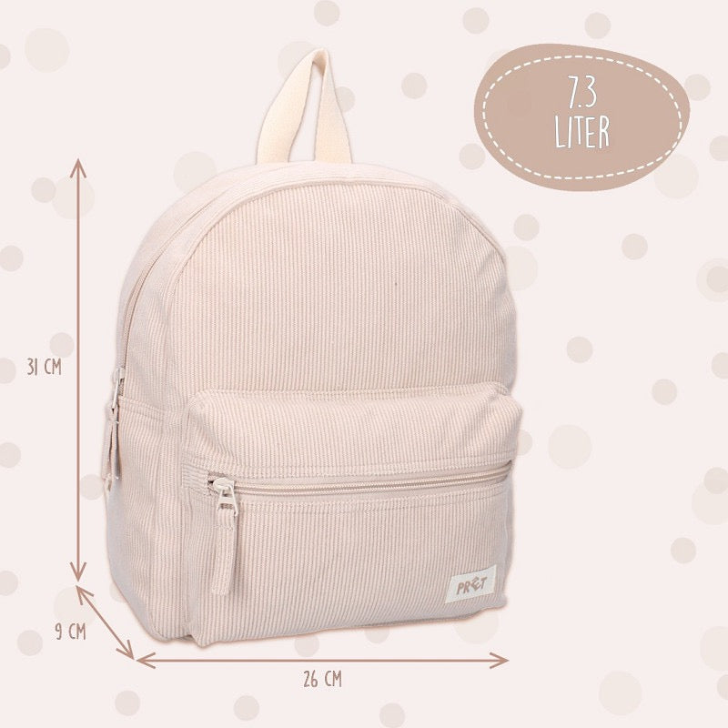 Beige rib rugtas | Met naam