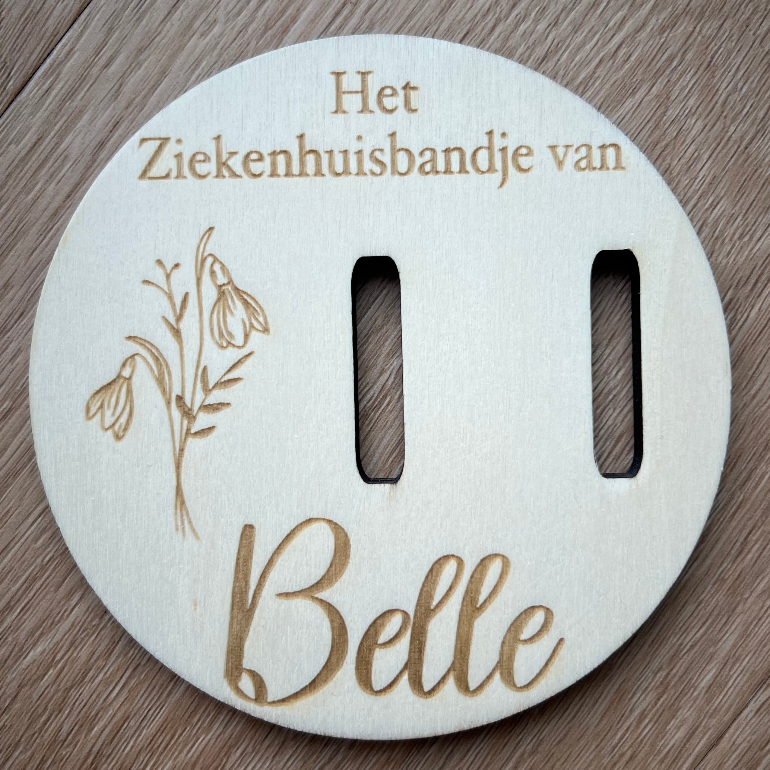 Ziekenhuisbandje bewaarschijf geboortebloem - Leuk en Mooi