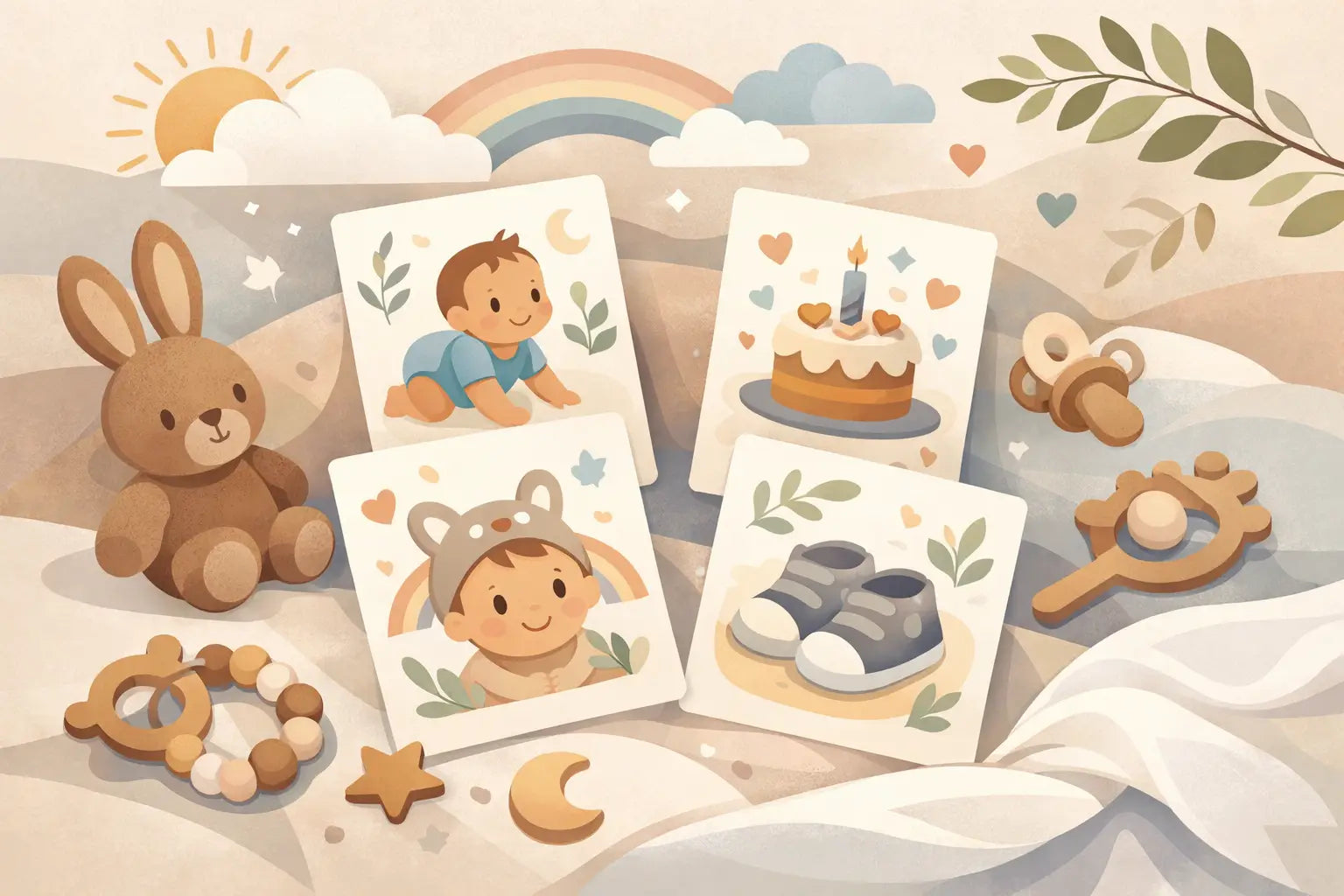 De mooiste mijlpaalkaarten voor baby's eerste jaar