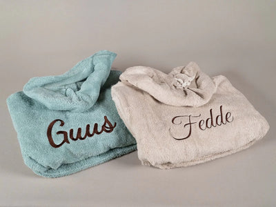 Badjas met naam Beige, baby en peuter