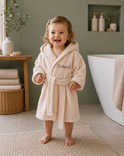 Peignoir avec nom Beige, bébé et tout-petit