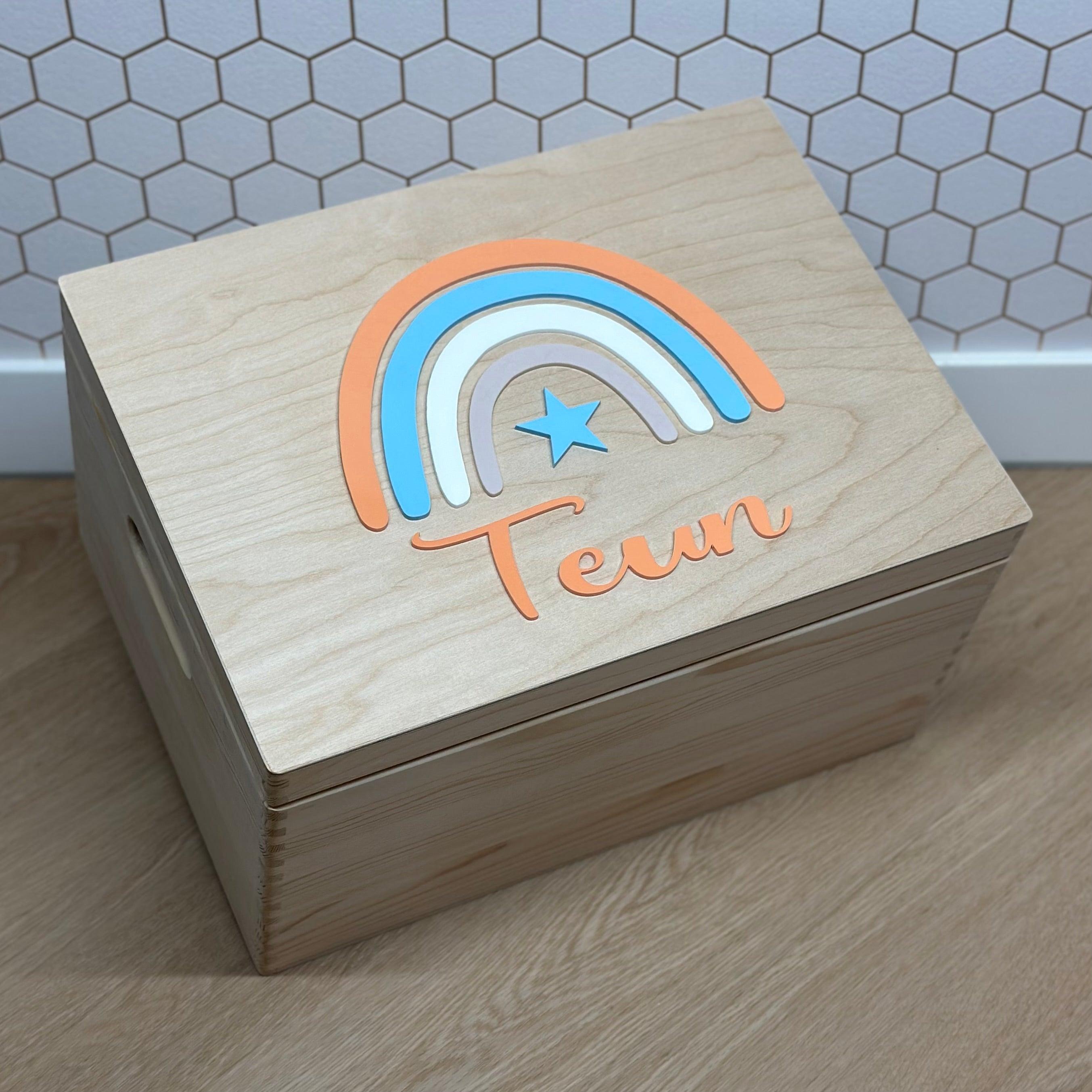 Memorybox regenboog, 3D blauw/oranje - Leuk en Mooi