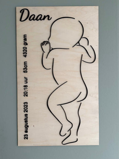 Geboortebord 3D schaal 1:1 - Leuk en Mooi