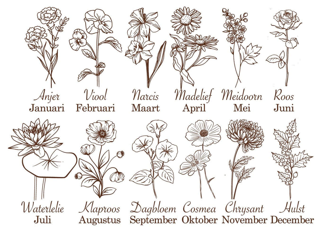 Memorybox met 3D naam en gegraveerde geboortebloem - Leuk en Mooi