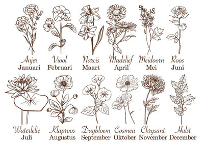 Memorybox met 3D naam en gegraveerde geboortebloem - Leuk en Mooi